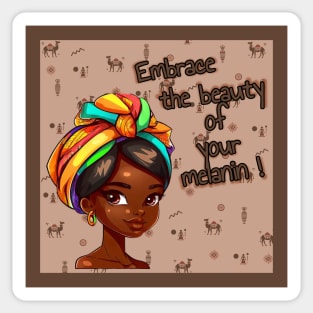 cartoony black beauty with african turban Sticker